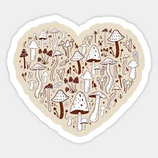 retro mushroom love heart Sticker